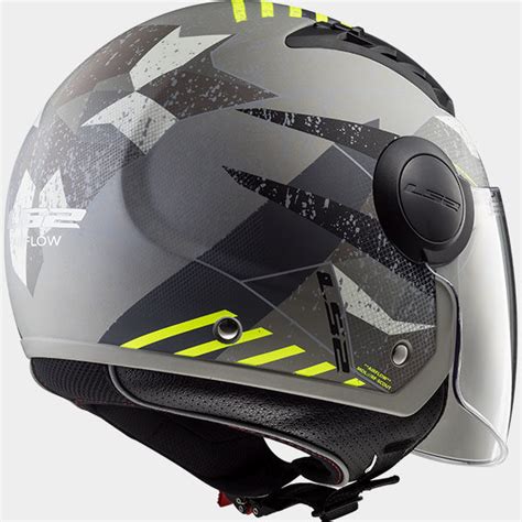 Ls Of Airflow Camo Motorcycle Helmet Matt Titanium Yellow