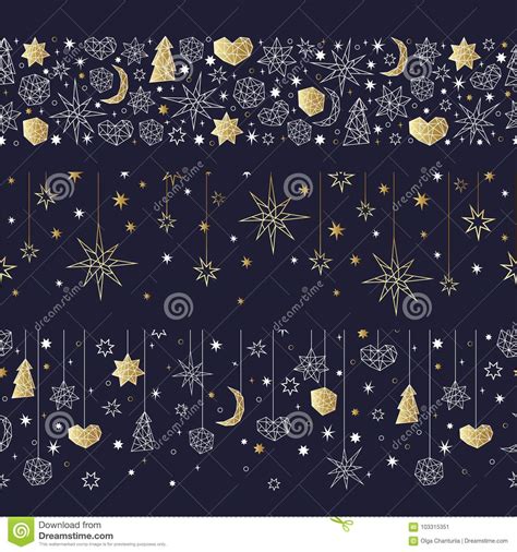 Christmas And Happy New Year Gold Seamless Pattern Stock Vector