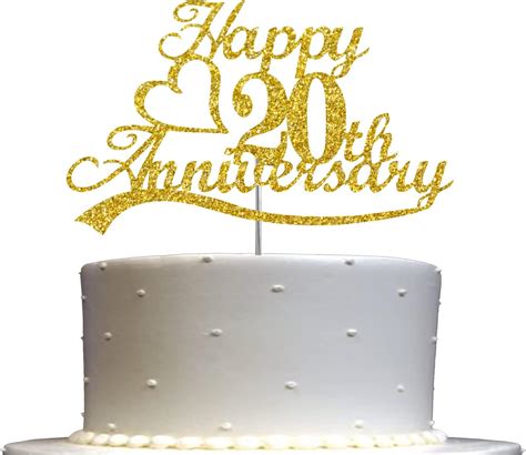 20th Anniversary Cake Topper Gold Glitter 20 India Ubuy