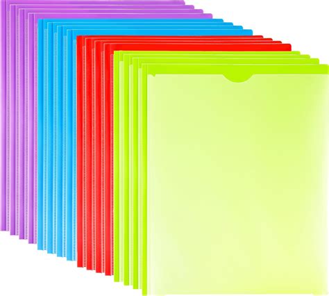 30 Pcs Heavy Duty Plastic Folders With Clear Front Pocket