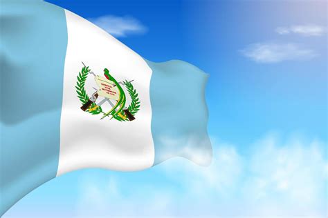 Guatemala Flag In The Clouds Vector Flag Waving In The Sky National Day Realistic Flag