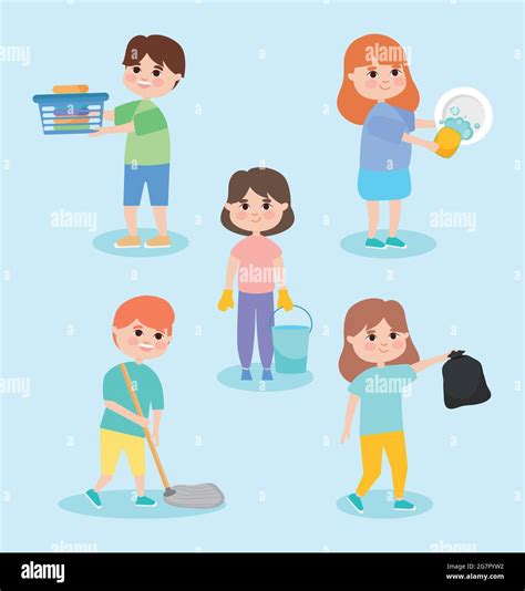 People Doing Household Chores Set Stock Vector Image And Art Alamy