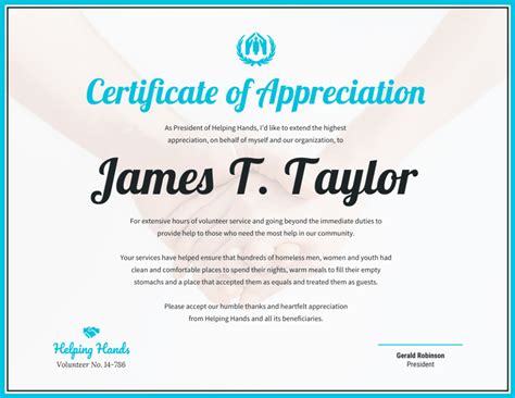 Certificate Of Appreciation within Volunteer Certificate Template ...