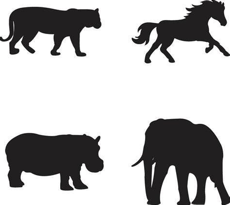 Set of Different Wildlife Silhouette. Vector Illustration 36893036 Vector Art at Vecteezy