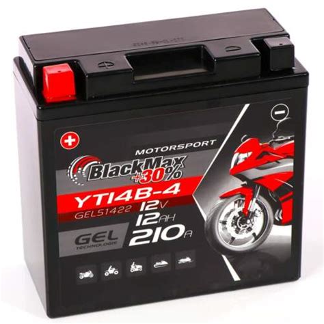 Blackmax Gt B Motorradbatterie Gel V Ah Yt B Batterie