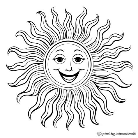 Happy Sun Coloring Page