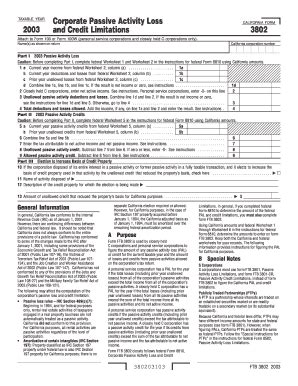 Fillable Online Ftb Corporate Passive Activity Loss And Credit