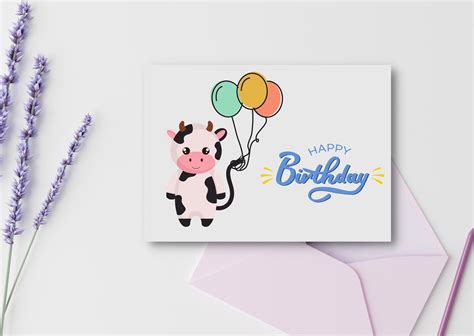 Happy Birthday Cow Card Printable Birthday Card At Home | Etsy