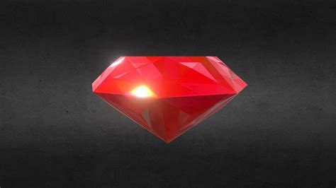 3d Model Game Ready Red Ruby Diamond Precious Gem Vr Ar Low Poly