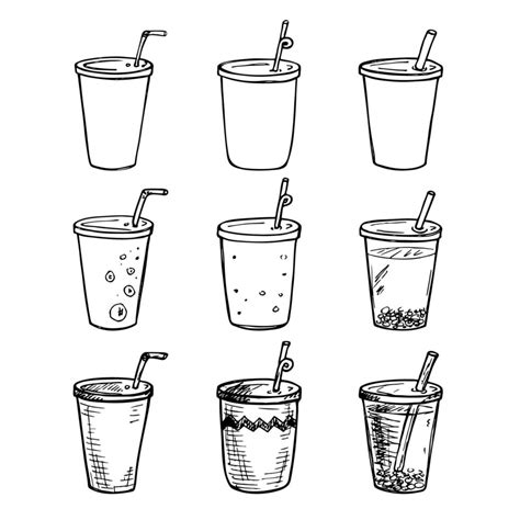 Cute Cup Of Water Milkshake Juice Or Soda Drink Illustration Simple