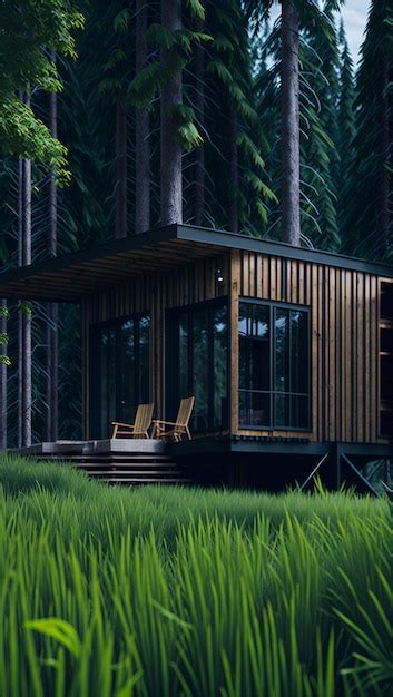 Premium AI Image Photo Of A Cozy Cabin Nestled In The Heart Of A Lush