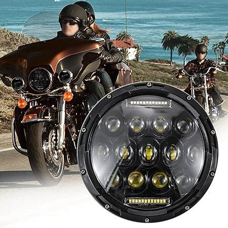 Jmtbno Pouces W Moto Led Phare Rond Hi Lo Faisceau Phare Drl Phare