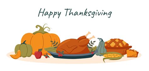 Thanksgiving dinner. Turkey, vegetables and pie 31714935 Vector Art at ...