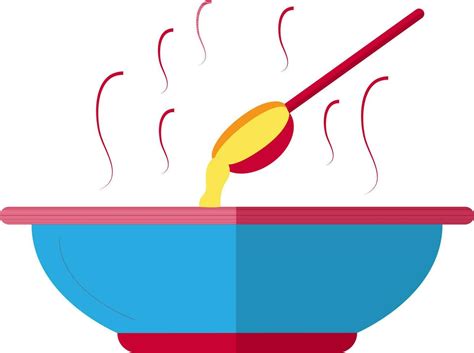 Blue Hot Bowl With Spoon In Flat Style Vector Art At Vecteezy