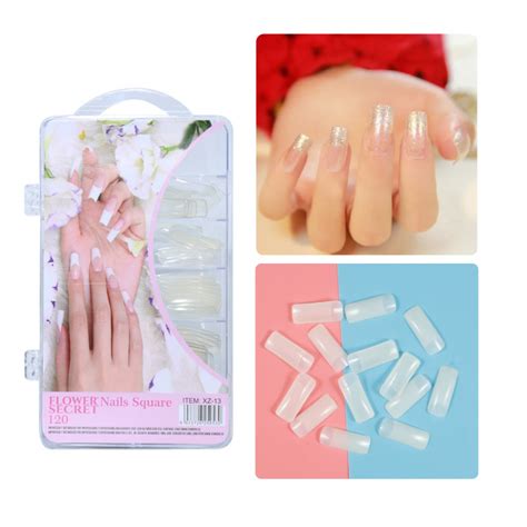 ESTUCHE 120 UÑAS POSTIZAS SQUARE TRANSPARENTE L Xian Zhu