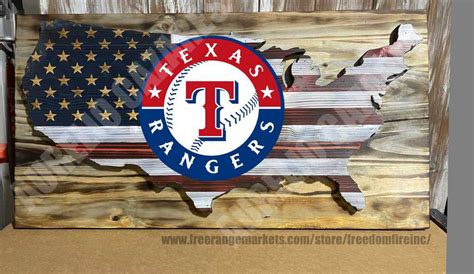 Texas Rangers Wood flag – Free Range Markets