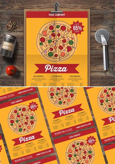 Retro Pizza Flyer Menu Template AI PSD In 2023 Pizza Flyer Menu