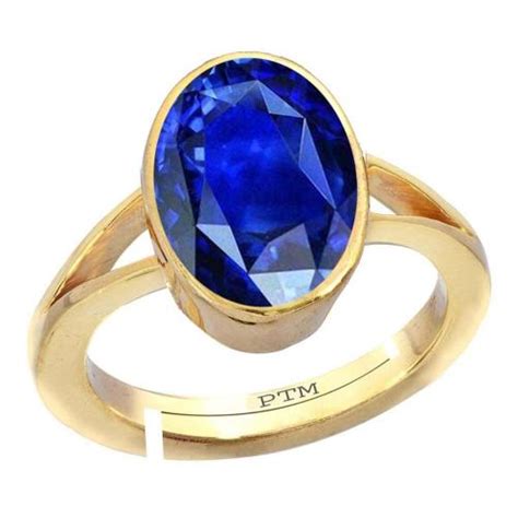 Buy Ptm Gold Plated Panchdhatu Ratti Blue Sapphire Gemstone Ring