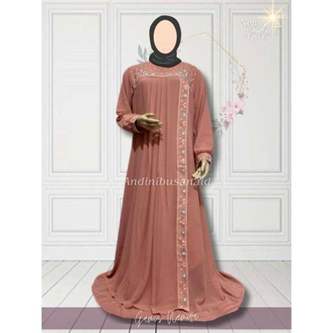 Jual Andini Gamis Namira Bordir Ceruty Babydol Dewasa Shopee Indonesia