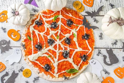 Premium Photo | Halloween decorated pizza