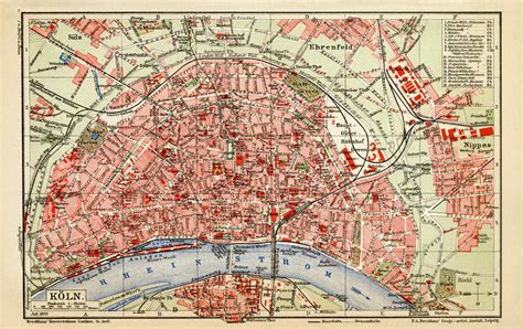 K Ln Stadtplan Lithographie Original Der Zeit Archiv Historisc