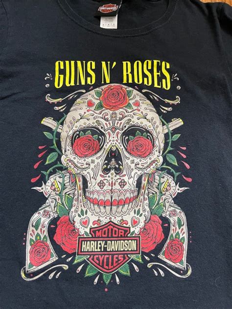 Vintage 90s Harley Davidson Guns N Roses Longsleeve T Gem