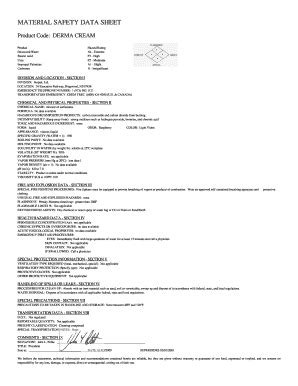 Fillable Online MSDS DermaCream Doc Fax Email Print PdfFiller