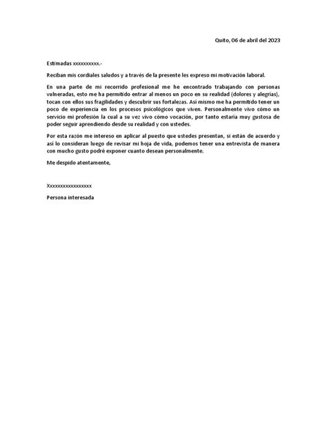 Carta De Motivación Pdf