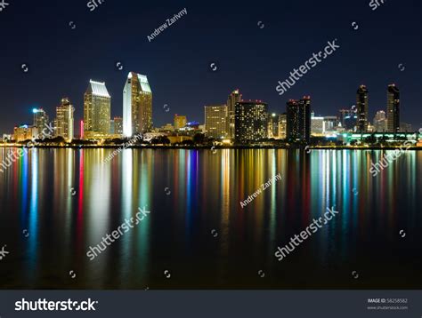 San Diego Skyline Night Stock Photo (Edit Now) 58258582