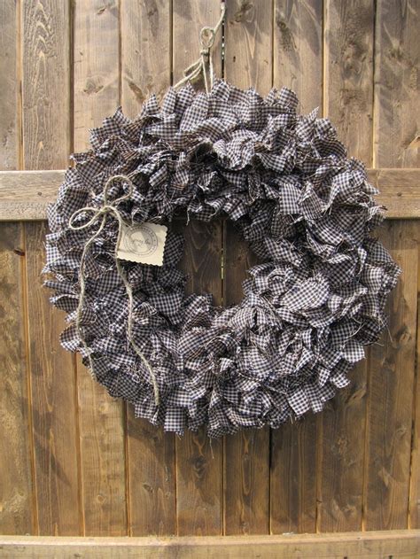 Navy Homespun Fabric Wreath