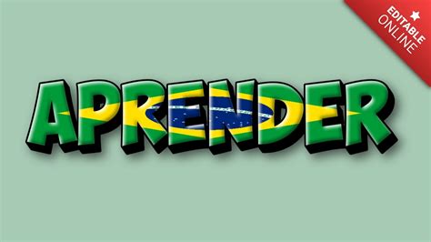 Aprender D With Flag Of Brazil Text Effect Generator