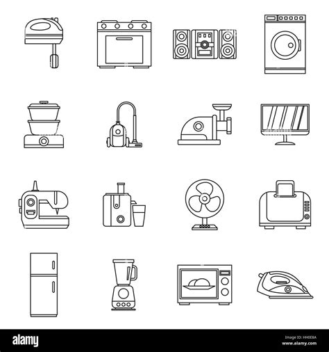 Household Appliances Icons Set Outline Style Stock Vector Image And Art Alamy