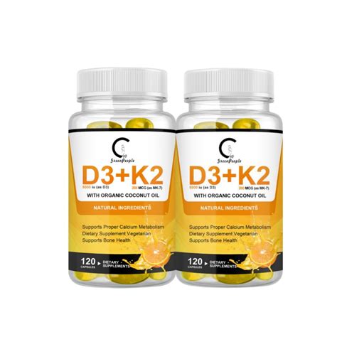 2 Packvitamin D3 K2 Capsules Vitamin D3 5000 Iu And Vitamin K Mk7