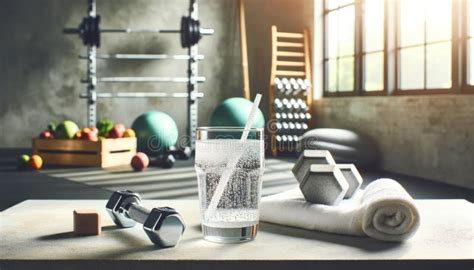 Sparkling Soda Drink At Gym With Workout Equipment Stock Image Image