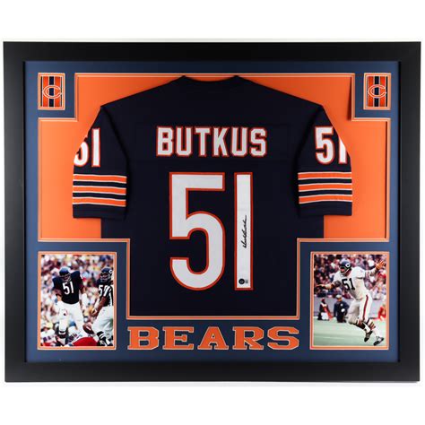 Dick Butkus Signed 35x43 Custom Framed Jersey Display Beckett