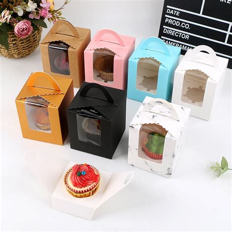 SPRING PARK 10Pcs 1 Position Paper Cupcakes Boxes Portable Single