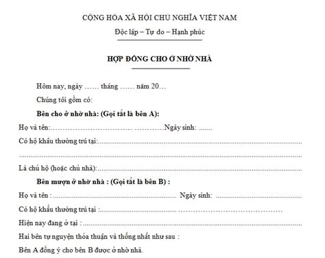 Mẫu đơn cam kết cho ở nhờ 2024 Văn bản cho ở nhờ nhà có cần công chứng