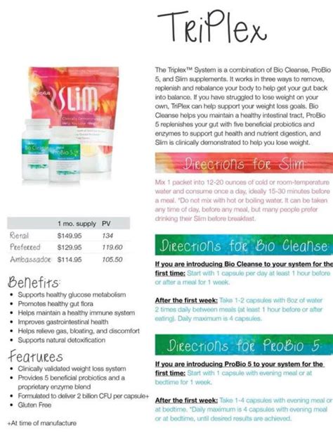 Triplex Informational Sheet Lydiaberryman Plexus Products Plexus Slim