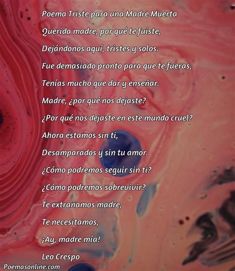 Poemas Triste Para Una Madre Muerta Poemas Online