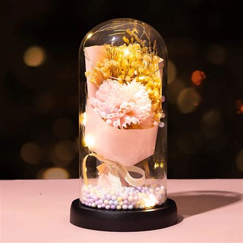 AINYROS Lampu Bunga Dekorasi Eternal Flower Perpetual Glass Cover A