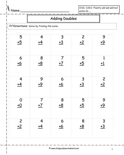 Using Doubles To Add Worksheets