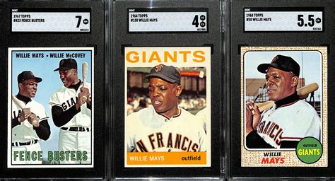 Lot Detail Willie Mays Graded Lot 1967 Topps Fence Busters 423