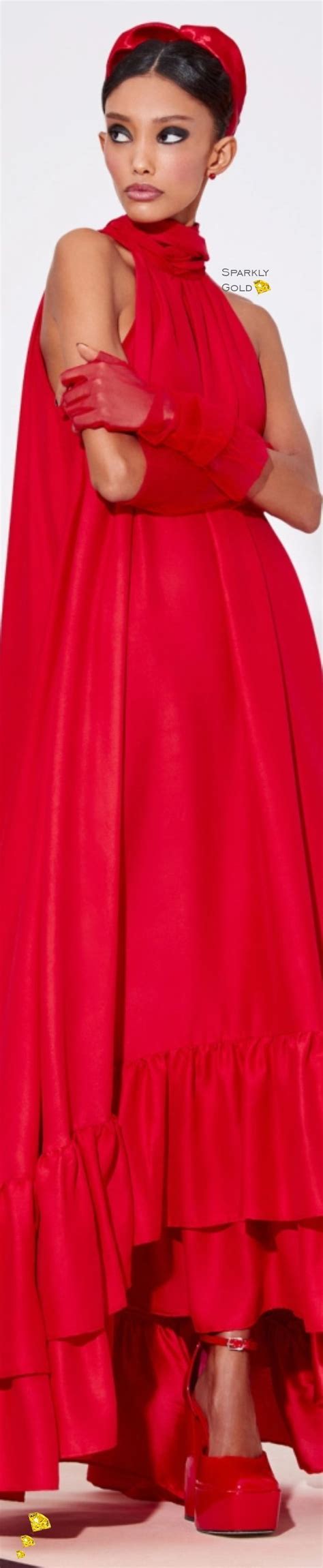 Alice Olivia Fall Rtw Sparkly Gold Fancy In Red