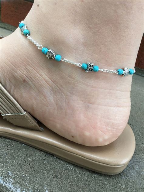 Turquoise Anklet Turquoise Ankle Bracelet Women Ankle Etsy