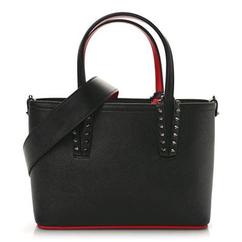 Christian Louboutin Calfskin Spikes Mini East West Cabata Tote Black