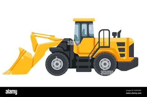 Yellow Bulldozer Heavy Industrial Machine Vector Illustration Isolated