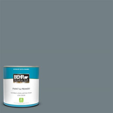 BEHR PREMIUM PLUS 1 Qt BXC 48 Courtyard Blue Satin Enamel Low Odor