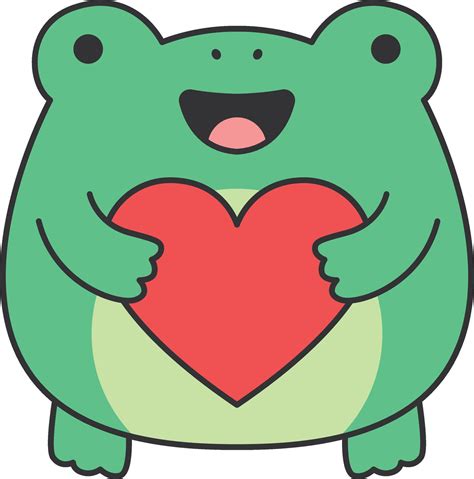 Cute Frog Holding A Heart Vector Illustration In Cartoon Style