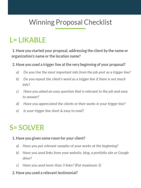 003 Winning Proposal Checklist | PDF