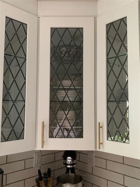 Tudor Style Diamond Leaded Glass Kitchen Cabinet Inserts Glass